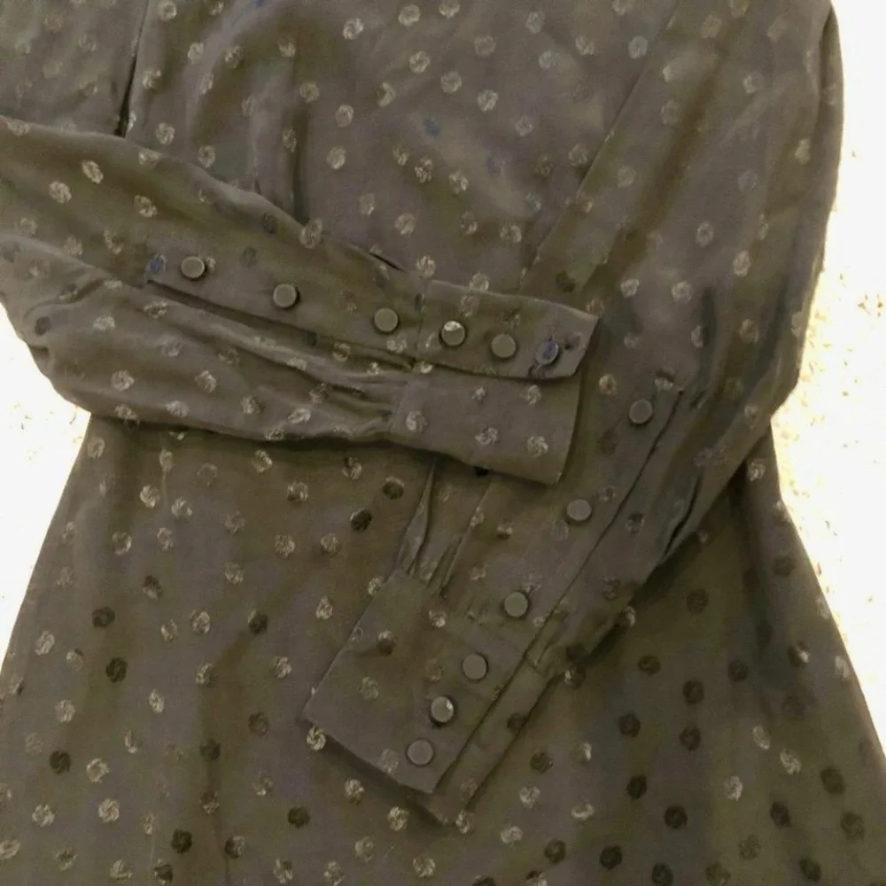 J Crew long sleeve Shift dress in jacquard floral dot black fit and flare sz 8